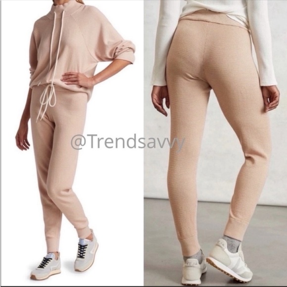 ANTHROPOLOGIE VARLEY SWEATPANTS JOGGERS PANT LOUNGE ACTIVEWEAR NEUTRAL M NWT - Picture 1 of 9